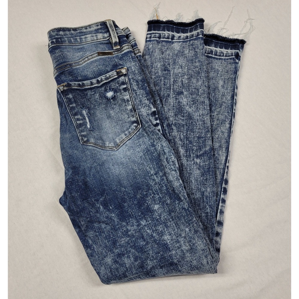 KanCan 5-Button Fly Acid Wash Distressed Skinny Jeans Ripped Raw Hem 27 (7 or S)